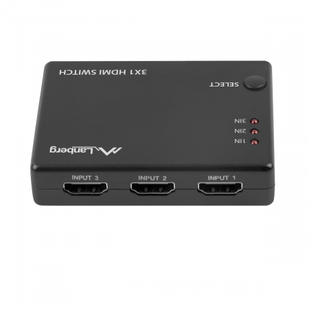 Switch video Lanberg 42433, comutator cu 3 intrari HDMI si un port de iesire HDMI 4K, 3D, telecomanda, alimentare microUSB 5V 1A, negru [1]