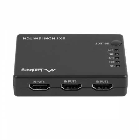 Switch video Lanberg 42434, comutator cu 5 intrari HDMI si un port de iesire HDMI 4K, 3D, telecomanda, alimentare microUSB 5V 1A, negru [2]