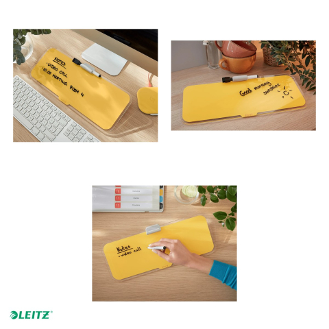 Tabla Leitz Cosy, sticla, pentru birou, galben Chihlimbar [3]
