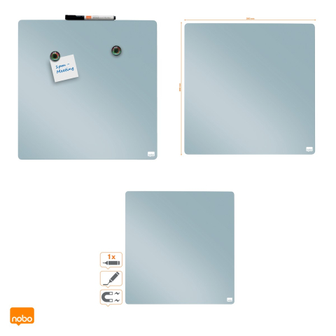 Tabla magnetica din plastic Nobo, fara rama, modulara, marker si magneti inclusi, clip pentru marker, 36x36 cm, bleu [3]