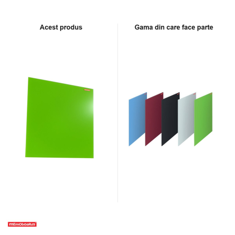 Tabla magnetica din sticla Memoboards, sticla de 4 mm, spate din metal galvanizat, marker si 2 magneti inclusi, 45x45 cm, verde [4]