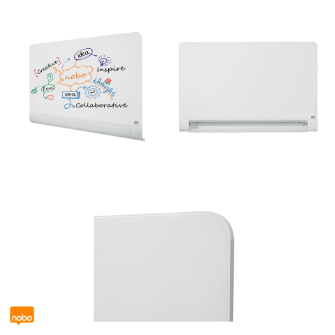 Tabla magnetica din sticla Nobo Diamond Widescreen 45 inch, cu tavita din aluminiu pentru instrumente integrata, fara rama, montaj ascuns InvisaMount, 993x559 mm, alba [3]