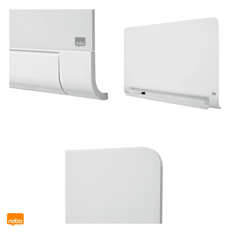 Tabla magnetica din sticla Nobo Diamond Widescreen 45 inch, cu tavita din aluminiu pentru instrumente integrata, fara rama, montaj ascuns InvisaMount, 993x559 mm, alba [4]