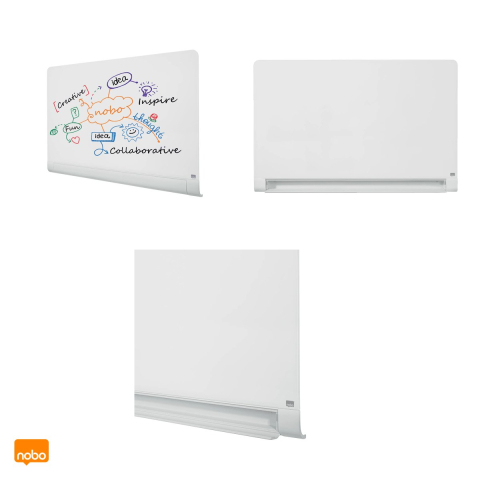 Tabla magnetica din sticla Nobo Diamond Widescreen 57 inch, cu tavita din aluminiu pentru instrumente integrata, fara rama, montaj ascuns InvisaMount, 1264x711 mm, alba [3]