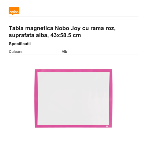 Tabla magnetica Nobo Joy cu rama roz, suprafata alba, 43x58.5 cm [2]