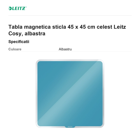 Tabla magnetica sticla 45 x 45 cm celest Leitz Cosy, albastra [2]