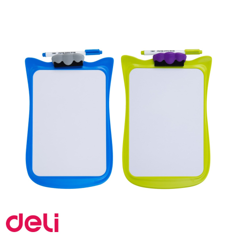 Prezentare si planificare - Tabla whiteboard scolara Deli, rama plastic, format mic 30x21cm, pentru copii si uz scolar
