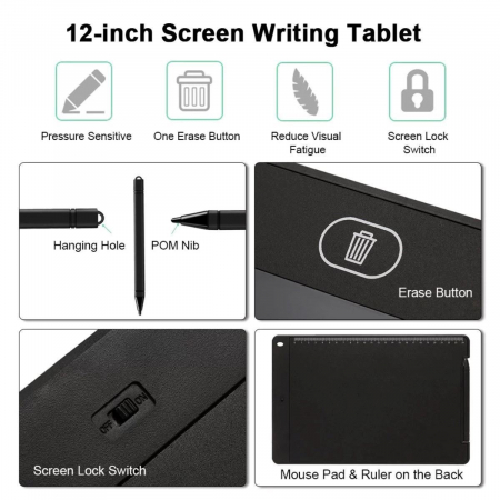 Tableta pentru scris Platinet 44777, 12'',cu stylus pen,neagra [5]