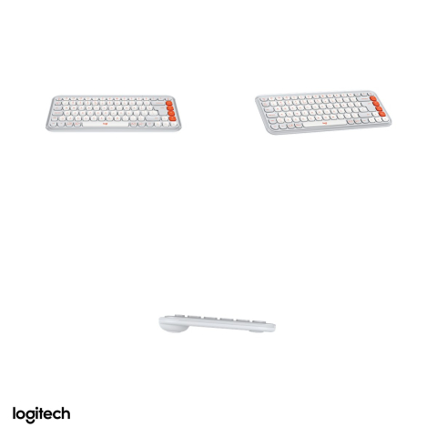 Tastatura Bluetooth compacta Logitech POP Icon Keys, format 75% cu 4 Action Keys, taste silentioase, Easy-Switch 3 dispozitive, layout US International, alb-crem cu portocaliu, 920-013072 [3]