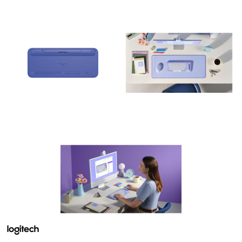 Tastatura Bluetooth compacta Logitech POP Icon Keys, format 75% cu 4 Action Keys, taste silentioase, Easy-Switch 3 dispozitive, layout US International, lila cu alb-crem, 920-013074 [4]