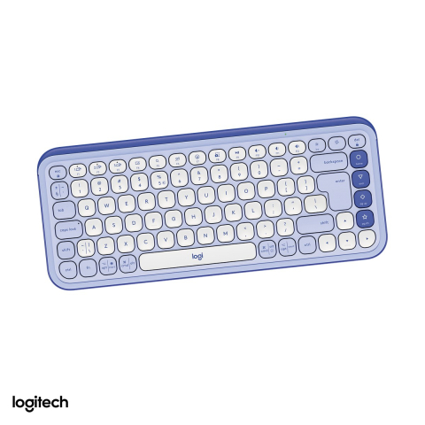Tastatura Gaming - Tastatura Bluetooth compacta Logitech POP Icon Keys, format 75% cu 4 Action Keys, taste silentioase, Easy-Switch 3 dispozitive, layout US International, lila cu alb-crem, 920-013074