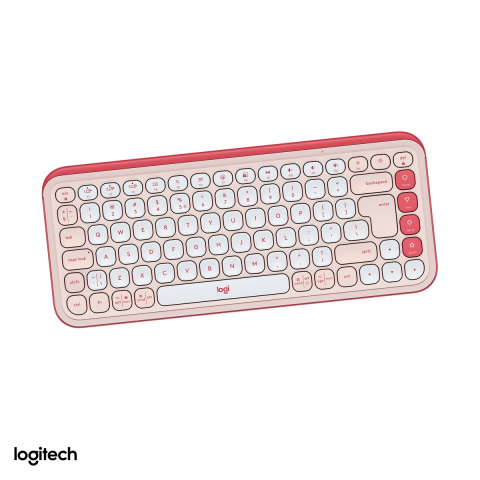 Tastatura Gaming - Tastatura Bluetooth compacta Logitech POP Icon Keys, format 75% cu 4 Action Keys, taste silentioase, Easy-Switch 3 dispozitive, layout US International, roz cu alb-crem, 920-013073