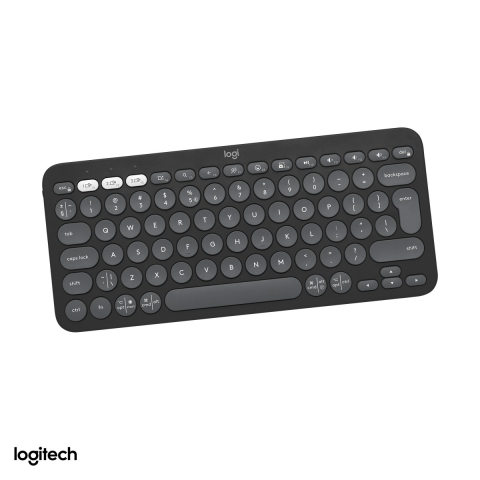 Accesorii IT - Tastatura Bluetooth slim Logitech Pebble Keys 2 K380s, compacta, taste silentioase, Easy-Switch 3 dispozitive, inscriptii Windows si Mac, layout US International, grafit, 920-011851