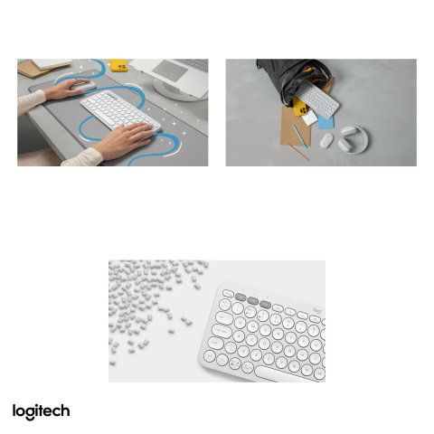 Tastatura Bluetooth slim Logitech Pebble Keys 2 K380s, compacta, taste silentioase, Easy-Switch 3 dispozitive, inscriptii Windows si Mac, layout US International, alb, 920-011852 [4]
