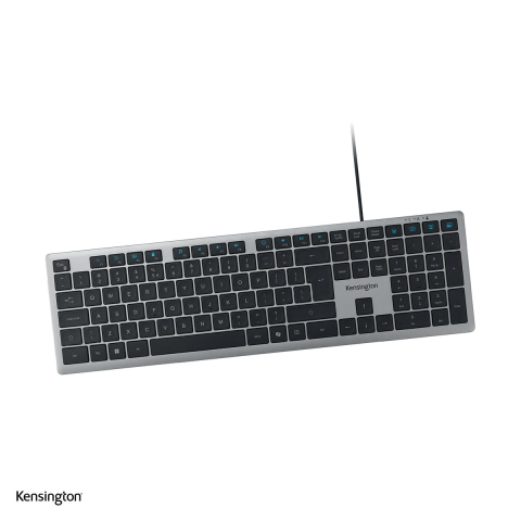 Birou & Ergonomie - Tastatura cu fir Kensington EQ KB535, full-size cu tastatura numerica, USB-C cu adaptor USB-A, cablu 1.8 m, gri