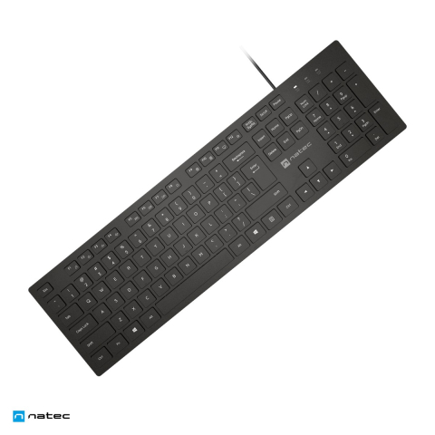 Accesorii IT - Tastatura cu fir Natec Herring, USB, slim, 105 taste, taste chiclet silentioase, 12 taste multimedia, layout US, negru, NKL-2341