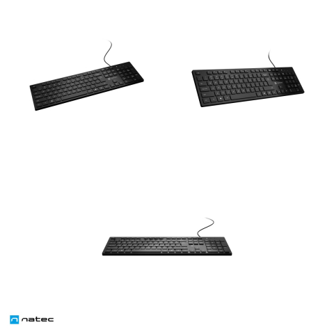 Tastatura cu fir Natec Herring, USB, slim, 105 taste, taste chiclet silentioase, 12 taste multimedia, layout US, negru, NKL-2341 [4]