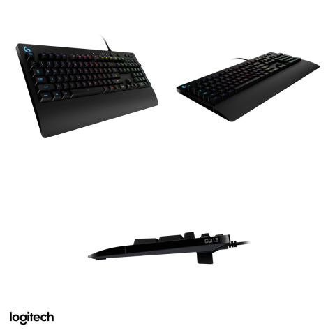 Tastatura de gaming Logitech G213 Prodigy, cu fir USB, iluminare LIGHTSYNC RGB pe 5 zone, taste Mech-Dome, rezistenta la stropire, layout UK, negru, 920-008091 [3]