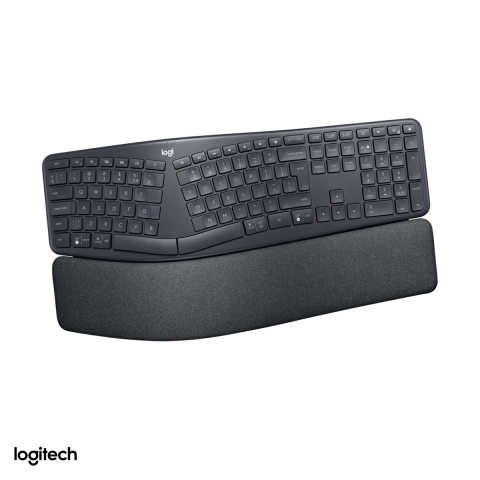 Accesorii IT - Tastatura ergonomica split wireless Logitech ERGO K860, receptor Unifying si Bluetooth, suport de palme integrat, 3 dispozitive, layout US International, grafit, 920-010108