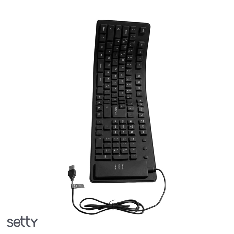 Tastatura USB - Tastatura flexibila din silicon, cu cablu USB 130 cm, Setty R Home Office, neagra