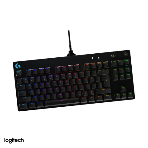 Tastatura Gaming - Tastatura mecanica de gaming Logitech G PRO, format TKL, switch-uri GX Blue Clicky, LIGHTSYNC RGB, cablu Micro USB detasabil, layout US International, negru, 920-009392