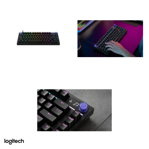Tastatura mecanica de gaming Logitech G316 X 75, cu fir USB-C, switch-uri tactile hot-swap, LIGHTSYNC RGB, 8 kHz, format 75%, layout US International, negru, 920-014281 [3]