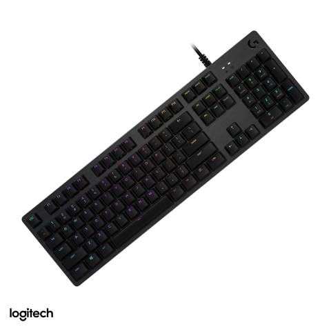 Tastatura Gaming - Tastatura mecanica de gaming Logitech G512 Carbon, switch-uri GX Brown tactile, LIGHTSYNC RGB, port USB passthrough, cu fir, layout US International, 920-009352