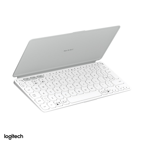 Accesorii IT - Tastatura portabila Bluetooth Logitech Keys-To-Go 2, ultra-subtire, cu capac integrat, 3 dispozitive, layout US International, alb-crem, 920-012985