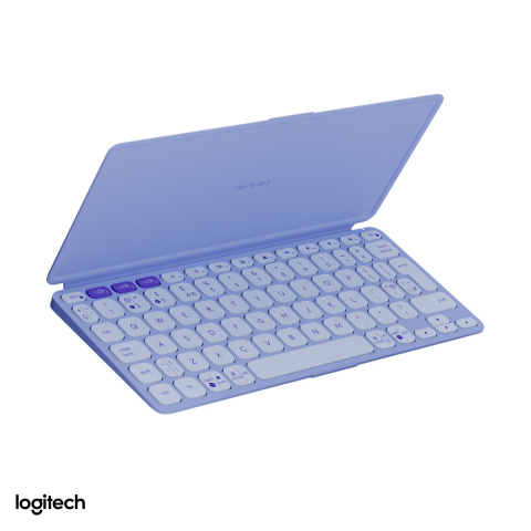 Accesorii IT - Tastatura portabila Bluetooth Logitech Keys-To-Go 2, ultra-subtire, cu capac integrat, 3 dispozitive, layout US International, lila, 920-012986