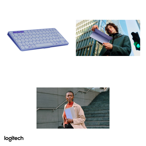 Tastatura portabila Bluetooth Logitech Keys-To-Go 2, ultra-subtire, cu capac integrat, 3 dispozitive, layout US International, lila, 920-012986 [4]