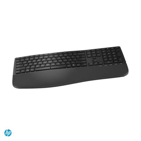 Accesorii IT - Tastatura wireless HP 685 Comfort Dual-Mode, 2.4 GHz si Bluetooth, forma in val cu suport de palme, taste silentioase, tasta Copilot, layout US, negru, 8T6L9UT