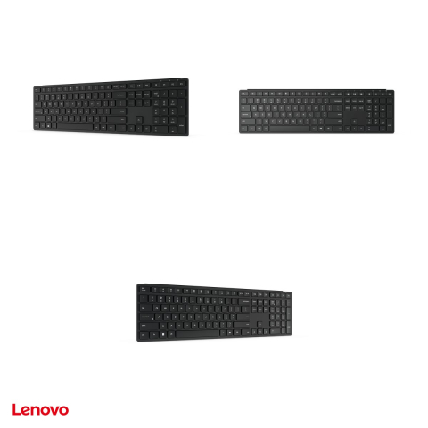 Tastatura wireless Lenovo Multi-Mode Pro Keyboard 6000, 2.4 GHz si Bluetooth 5.3, 3 dispozitive, taste silentioase, rezistenta la stropire, layout US Euro, negru, 4Y41S04697 [3]