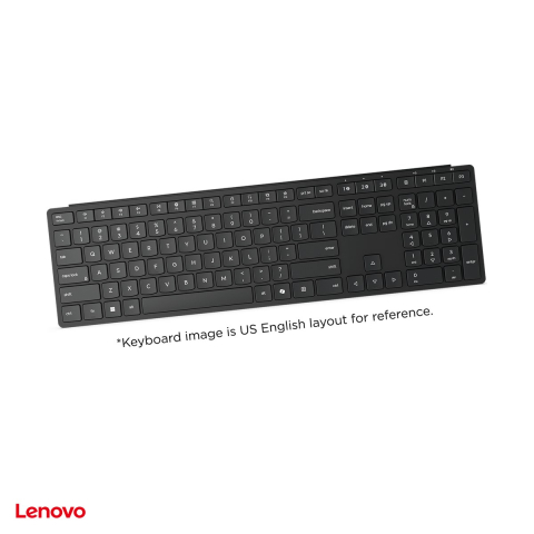 Accesorii IT - Tastatura wireless Lenovo Multi-Mode Pro Keyboard 6000, 2.4 GHz si Bluetooth 5.3, 3 dispozitive, taste silentioase, rezistenta la stropire, layout US Euro, negru, 4Y41S04697