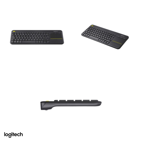 Tastatura wireless Logitech K400 Plus cu touchpad integrat, 2.4 GHz cu receptor Unifying, pentru PC conectat la TV, taste silentioase, layout US International, negru, 920-007145 [3]