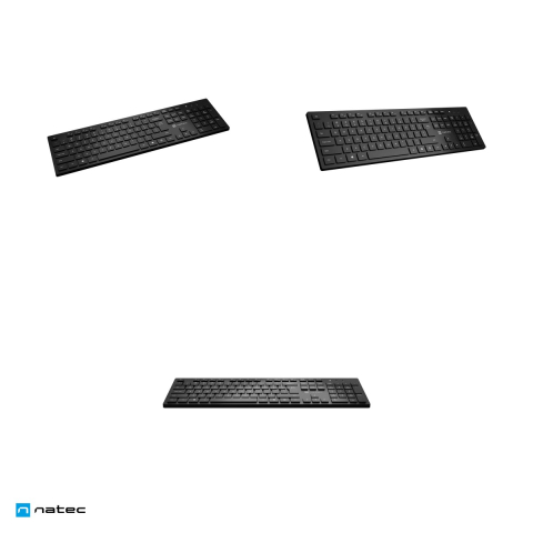 Tastatura wireless Natec Herring, 2.4 GHz cu receptor USB, 105 taste, taste chiclet silentioase, 12 taste multimedia, layout US, negru, NKL-2348 [3]