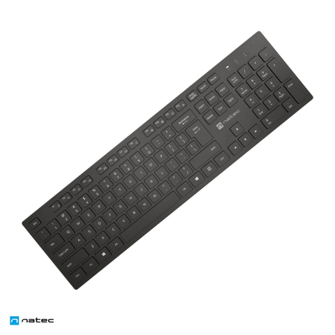 Accesorii IT - Tastatura wireless Natec Herring, 2.4 GHz cu receptor USB, 105 taste, taste chiclet silentioase, 12 taste multimedia, layout US, negru, NKL-2348