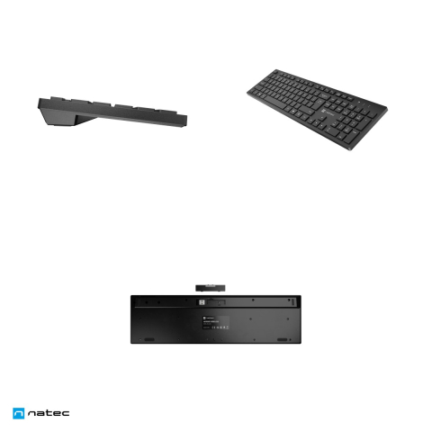 Tastatura wireless Natec Herring, 2.4 GHz cu receptor USB, 105 taste, taste chiclet silentioase, 12 taste multimedia, layout US, negru, NKL-2348 [4]