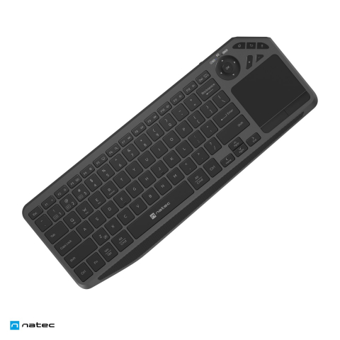 Accesorii IT - Tastatura wireless Natec Turbot 2 cu touchpad, 2.4 GHz si Bluetooth, format 75%, acumulator, pentru PC si Smart TV, layout US, negru cu gri, NKL-2317