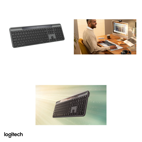 Tastatura wireless solara Logitech Signature Slim Solar+ K980, incarcare din lumina, Bluetooth, tasta AI, Easy-Switch 3 dispozitive, layout US International, grafit, 920-013764 [4]