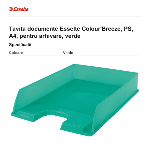 Tavita documente Esselte Colour'Breeze, PS, A4, pentru arhivare, verde [2]