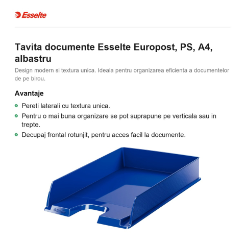 Tavita documente Esselte Europost, PS, A4, albastru [1]