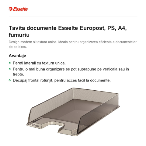 Tavita documente Esselte Europost, PS, A4, fumuriu [1]