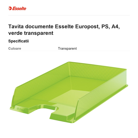 Tavita documente Esselte Europost, PS, A4, verde transparent [2]