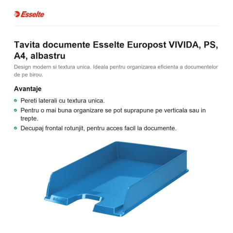Tavita documente Esselte Europost VIVIDA, PS, A4, albastru [1]