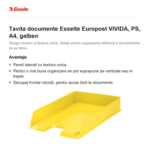 Tavita documente Esselte Europost VIVIDA, PS, A4, galben [1]