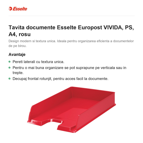 Tavita documente Esselte Europost VIVIDA, PS, A4, rosu [1]