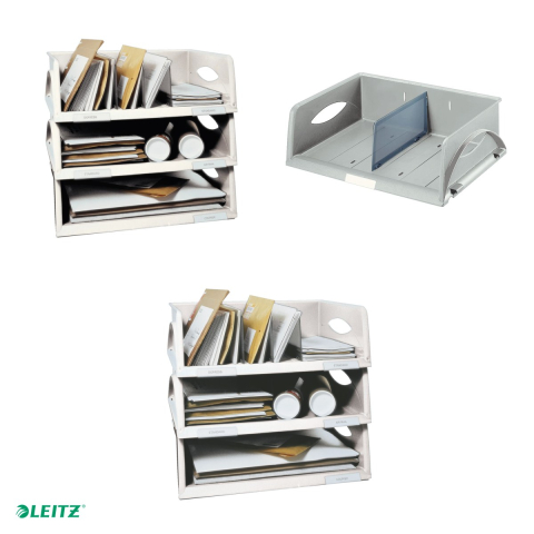 Tavita documente Leitz Sorty Jumbo, A4/C4, 1 separator inclus, pentru arhivare, gri [3]