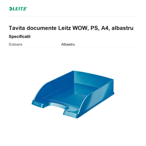 Tavita documente Leitz WOW, PS, A4, albastru [2]