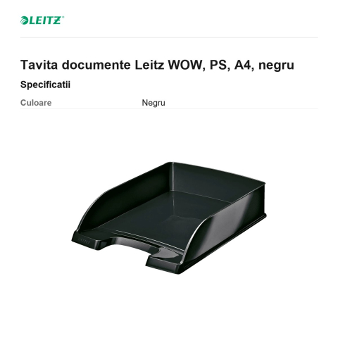 Tavita documente Leitz WOW, PS, A4, negru [2]