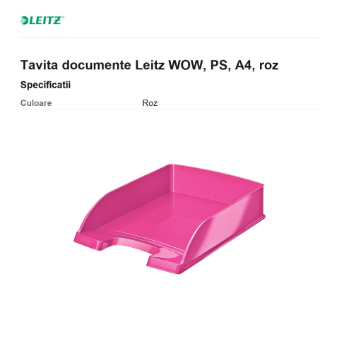 Tavita documente Leitz WOW, PS, A4, roz [2]